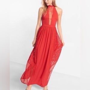Express Red Lace Halter Dress